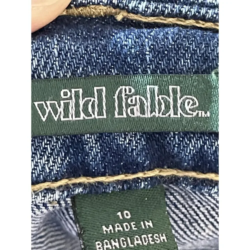 Wild Fable Jeans Womens 10 Blue Super‎ High Rise Straight Button Fly Distressed